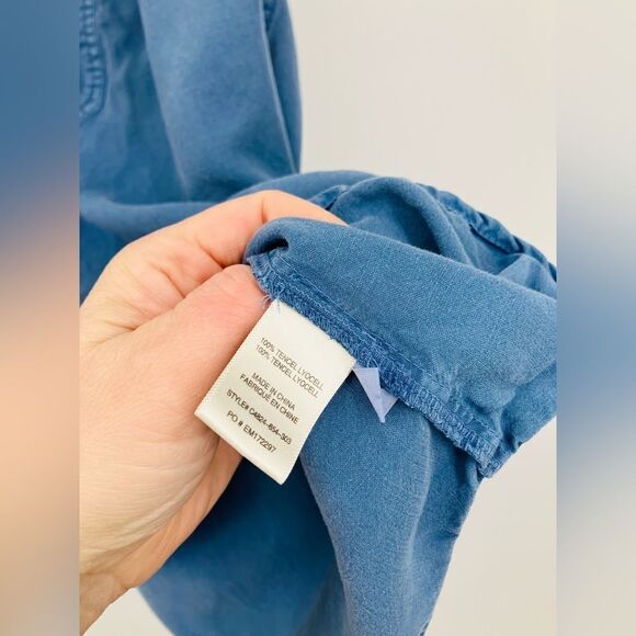 Cloth & Stone | Shirred Fray Tie Neck Sleeveless Top | medium - Picture 5 of 7